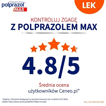 Polprazol Max , kapsułki dojelitowe na zgagę i refluks, 14 szt.