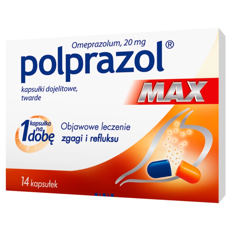 Polprazol Max  kapsułki dojelitowe na zgagę i refluks, 14 szt.