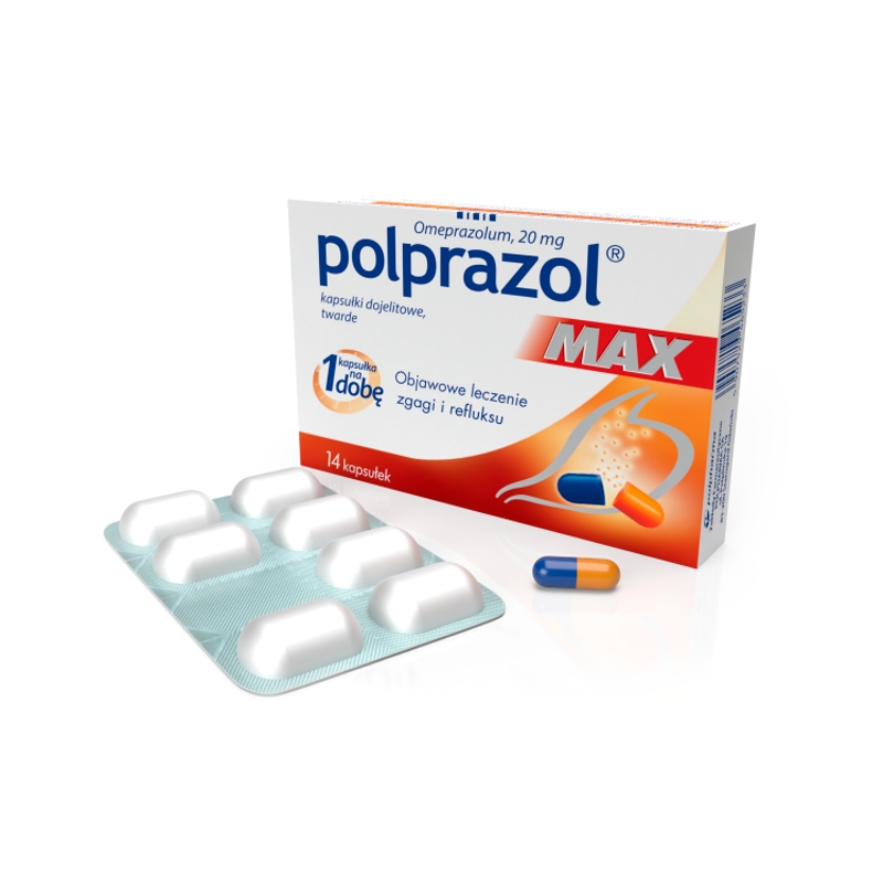 Polprazol Max , kapsułki dojelitowe na zgagę i refluks, 14 szt.