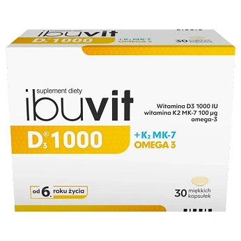 Ibuvit D3 1000 + K2 MK-7 Omega 3, kapsułki ze składnikami wzmacniającymi odporność, 30 szt.