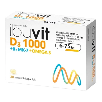 Ibuvit D3 1000 + K2 MK-7 Omega 3, kapsułki ze składnikami wzmacniającymi odporność, 30 szt.