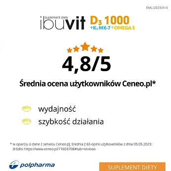 Ibuvit D3 1000 + K2 MK-7 Omega 3, kapsułki ze składnikami wzmacniającymi odporność, 30 szt.