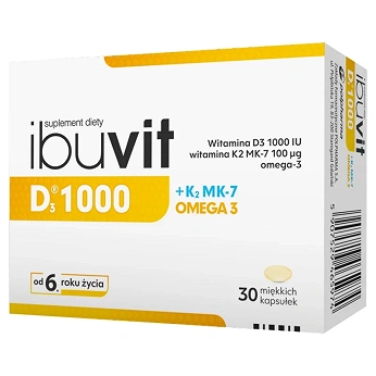 Ibuvit D3 1000 + K2 MK-7 Omega 3, kapsułki ze składnikami wzmacniającymi odporność, 30 szt.
