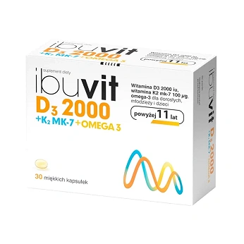 Ibuvit D3 2000 + K2 MK-7 Omega 3, kapsułki ze składnikami wzmacniającymi odporność, 30 szt.