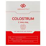 Colostrum z malina Genactiv, tabletki bogate w składniki wspierające zdrowie organizmu o smaku malinowym, 60 szt.