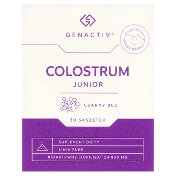Genactiv Colostrum Junior, czarny bez, 30 saszetek