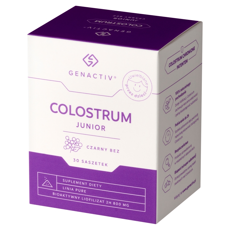 Genactiv Colostrum Junior, czarny bez, 30 saszetek