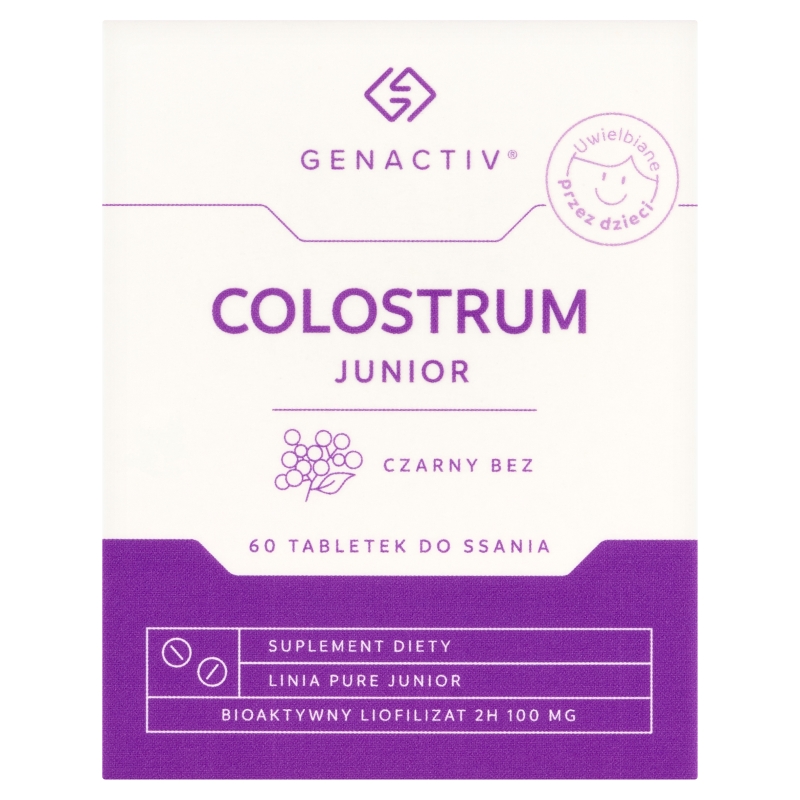 Genactiv Colostrum Junior czarny bez, 60 tabletek do ssania