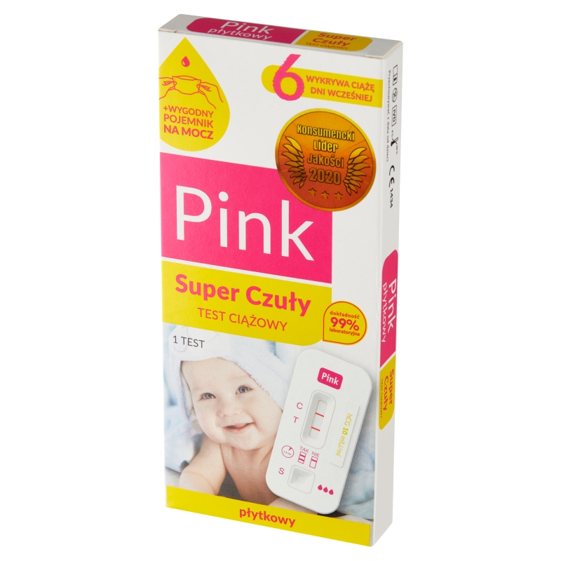 Test ciążowy Pink, Płytkowy Super Czuły Domowy, 1 szt.