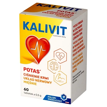 Kalivit, tabletki ze składnikami pomagającymi utrzymać prawidłowy poziom potasu, 60 szt.