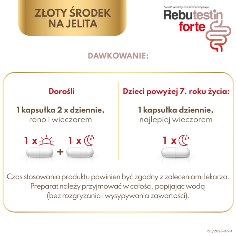Rebutestin forte, kapsułki ze składnikami na zaburzoną pracę jelit, 60 szt.