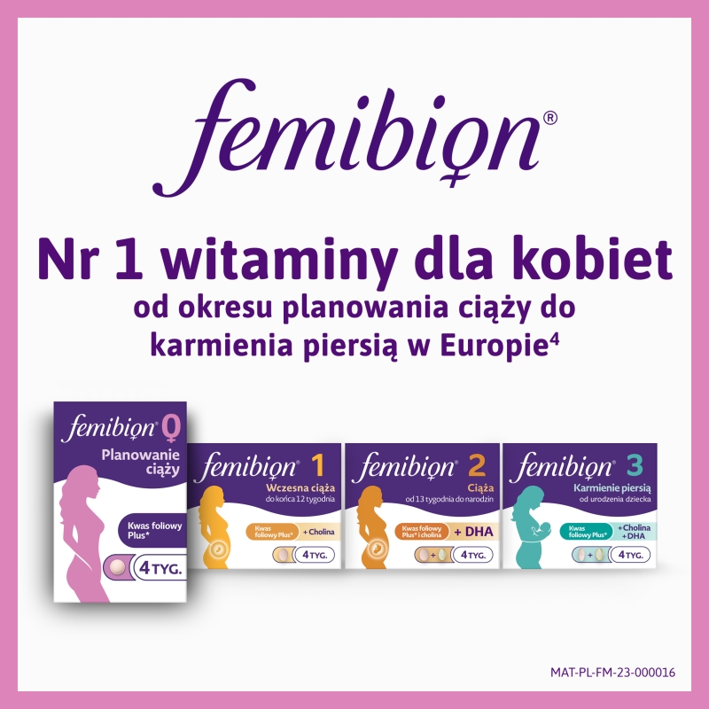 Femibion 0 Planowanie ciąży, tabletki ze składnikami uzupełniającymi dietę w foliany, 28 szt.