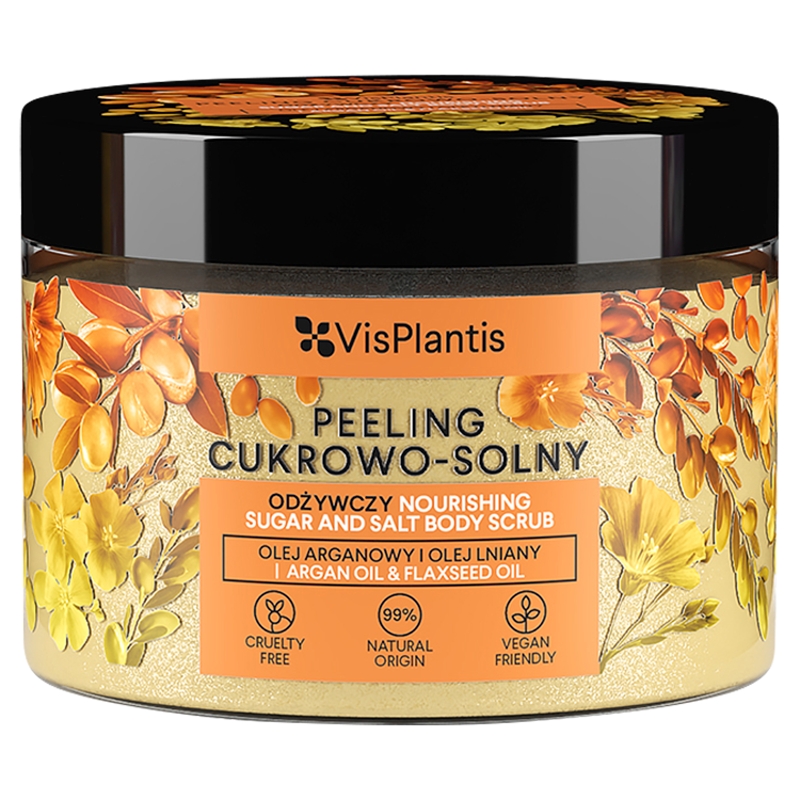 ELFA PHARM Vis Plantis Peeling Cukrowo-Solny, odżywczy z olejem arganowym i olejem lnianym, 350 g — Składniki i ocena