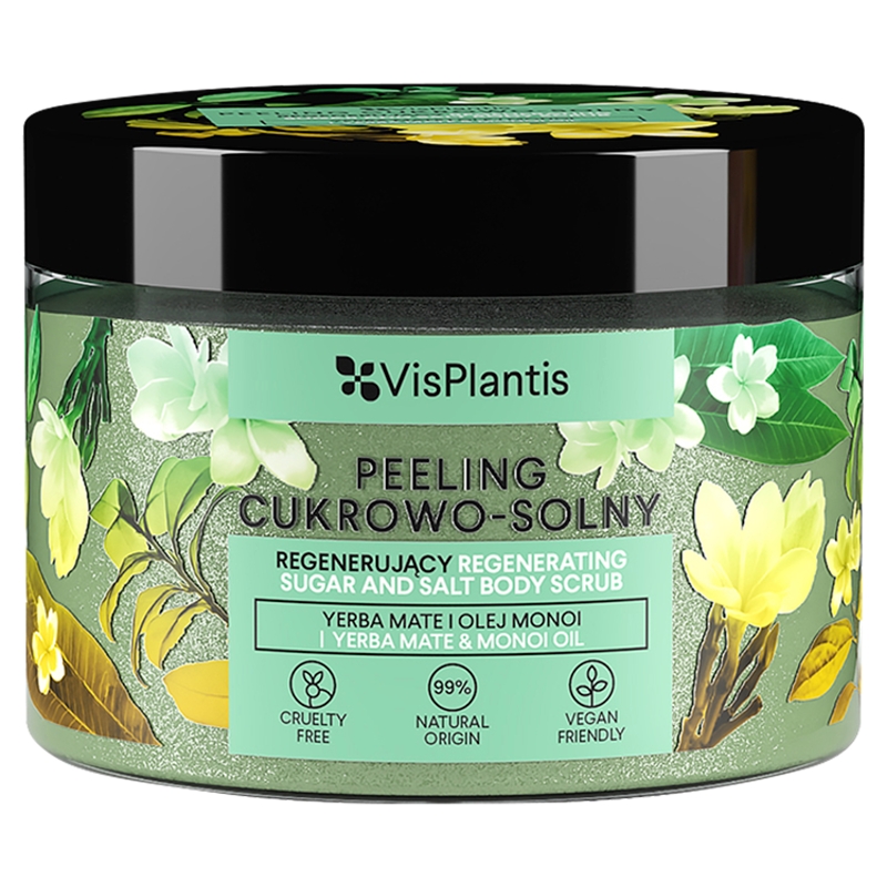 ELFA PHARM Vis Plantis Peeling Cukrowo-Solny, regenerujący z yerba mate i olejem monoi, 350 g — Składniki i ocena