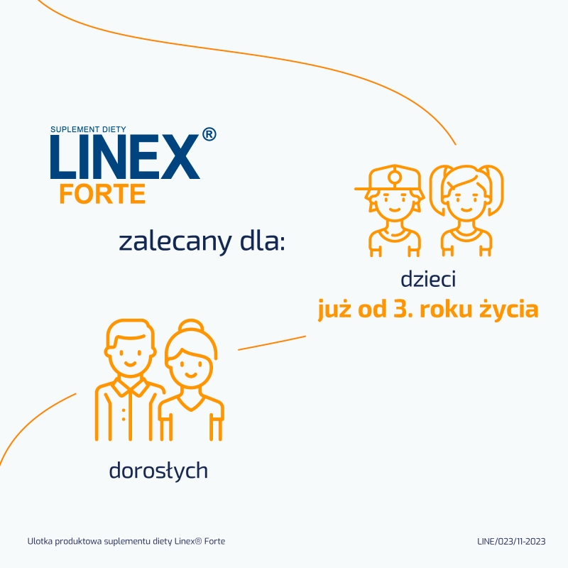 Linex Forte, kapsułki ze składnikami uzupełniającymi florę bakteryjną jelit, 14 szt.