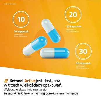 Ketonal active, kapsułki na ból słaby i umiarkowany różnego pochodzenia, 10 szt.