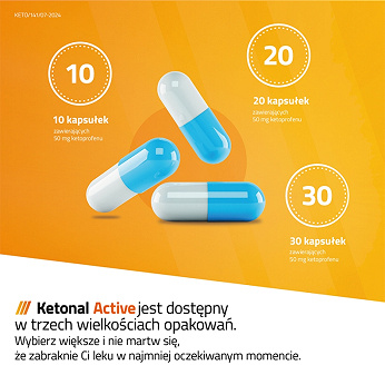 Ketonal active, kapsułki na ból słaby i umiarkowany różnego pochodzenia, 20 szt.