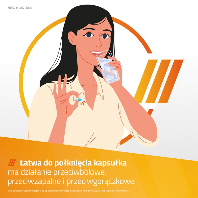 Ketonal active, kapsułki na ból słaby i umiarkowany różnego pochodzenia, 20 szt.