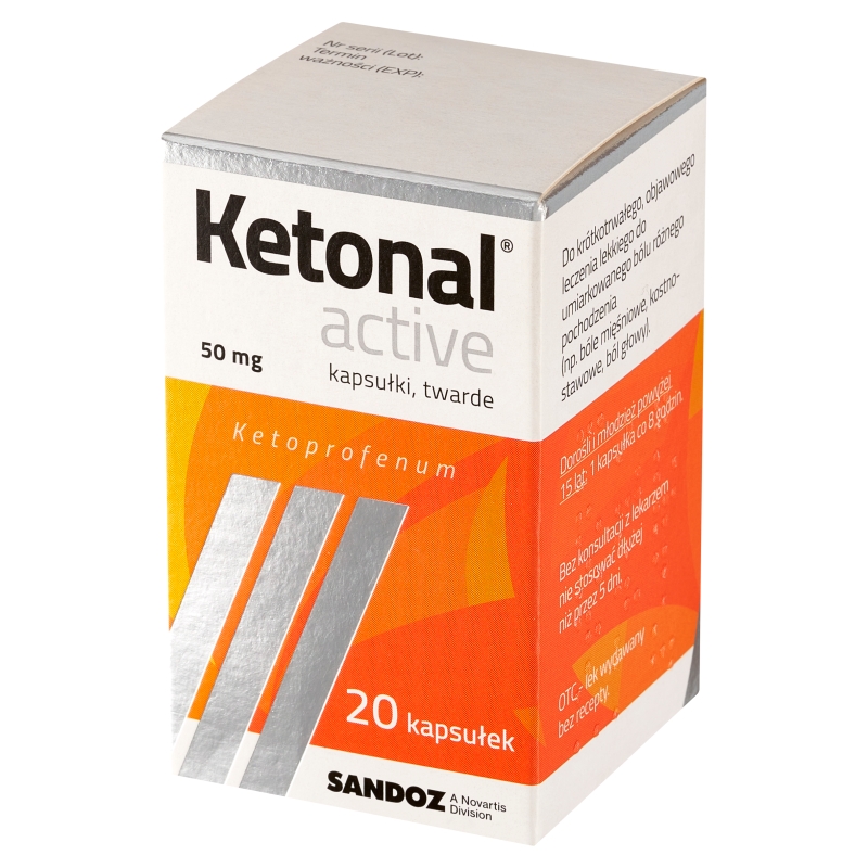Ketonal active, kapsułki na ból słaby i umiarkowany różnego pochodzenia, 20 szt.