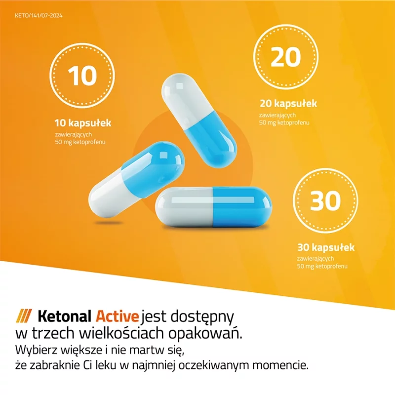 Ketonal Active, kapsułki na ból słaby i umiarkowany różnego pochodzenia, 30 szt.