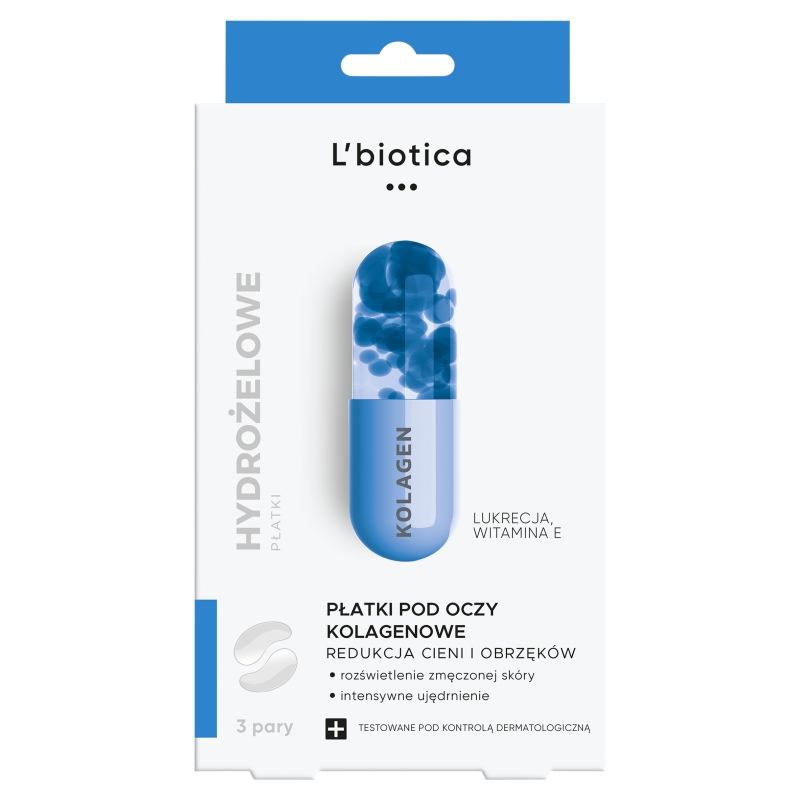 L'Biotica Kolagenowe Płatki pod Oczy redukujące cienie i obrzęki, 3 pary