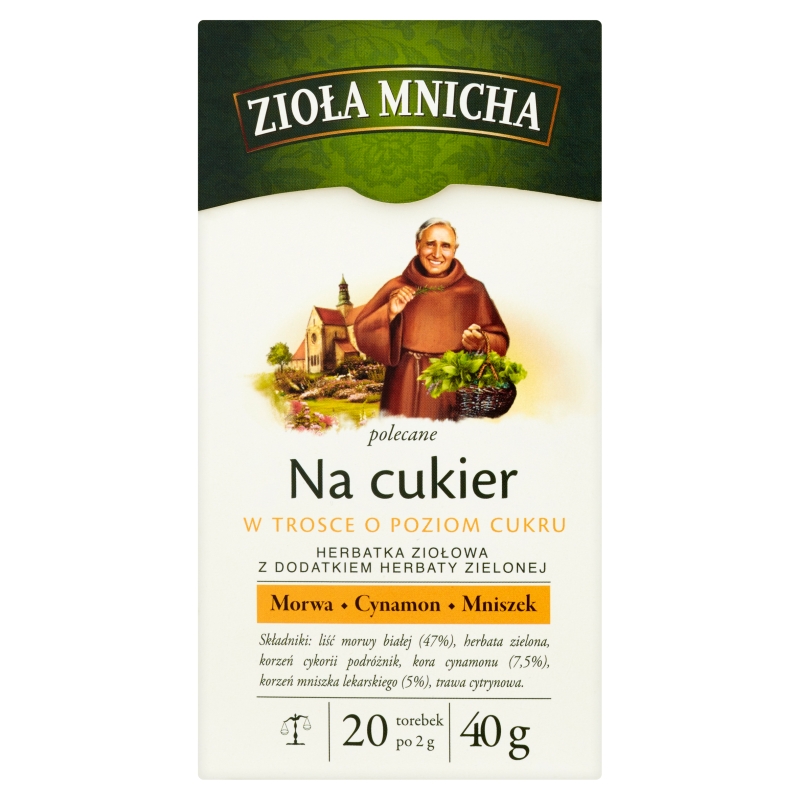 Zioła Mnicha, herbata ziołowa na cukier, 20 toreb. po 2 g
