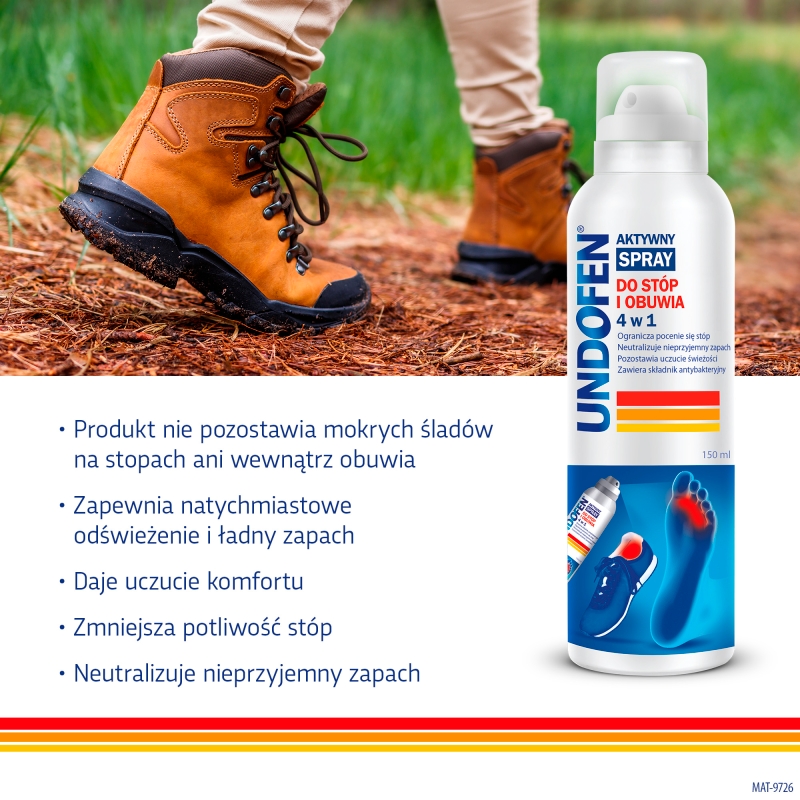 Undofen, aktywny spray do stóp i obuwia 4 w 1, 150 ml
