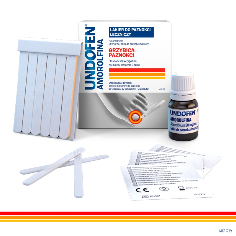 Undofen Amorolfina, lakier leczniczy na grzybicę paznokci, 2,5 ml