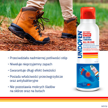 Undofen, przeciwgrzybiczy spray do stóp i obuwia, 150 ml