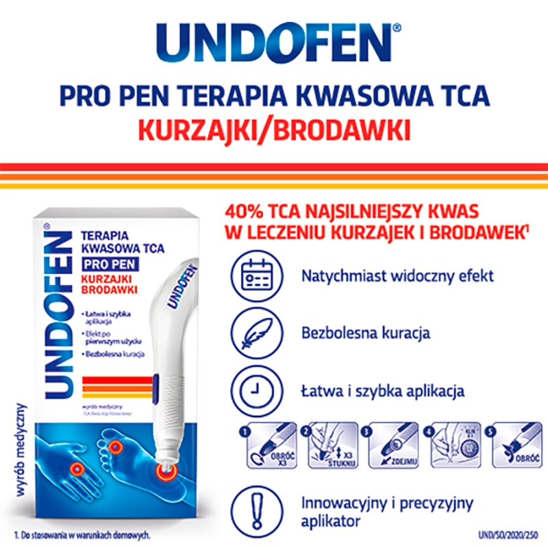 Undofen Pro Pen Terapia Kwasowa TCA, żel na brodawki i kurzajki, 1 szt.