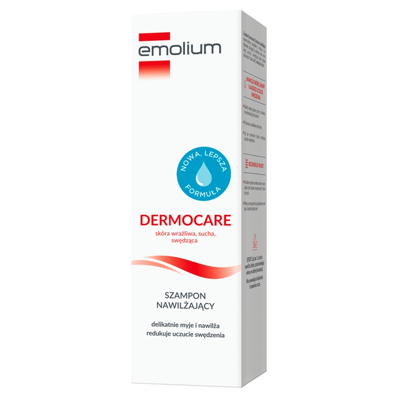 Emolium Dermocare, szampon nawilżający do skóry wrażliwej, suchej, skłonnej do alergii, 200 ml