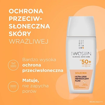 Iwostin Solecrin, fluid ultra lekki do skóry wrażliwej  SPF 50+, 40 ml KRÓTKA DATA 31.12.2025