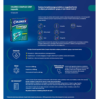 Coldrex Complex Grip, kapsułki o na przeziębienie i grypę, 16 szt.