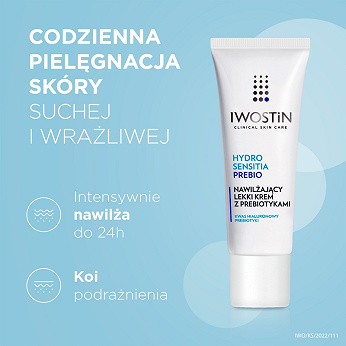 Iwostin Hydro Sensitia Prebio, lekki krem nawilżający z prebiotykami, 50 ml