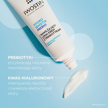 Iwostin Hydro Sensitia Prebio, lekki krem nawilżający z prebiotykami, 50 ml