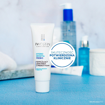 Iwostin Hydro Sensitia Prebio, lekki krem nawilżający z prebiotykami, 50 ml