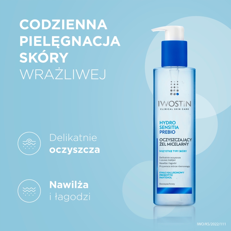 Iwostin Hydro Sensitia Prebio, żel micelarny oczyszczający do wszystkich typów skóry, 200 ml