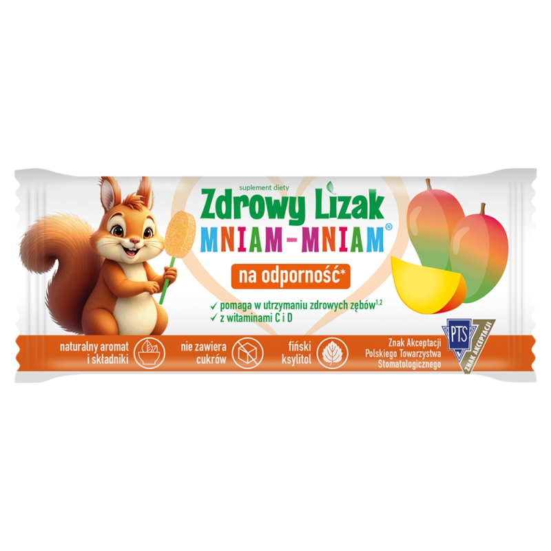 Zdrowy Lizak Mniam-Mniam, zawiera 12 witamin i 2 minerały o smaku mango, 1 szt.