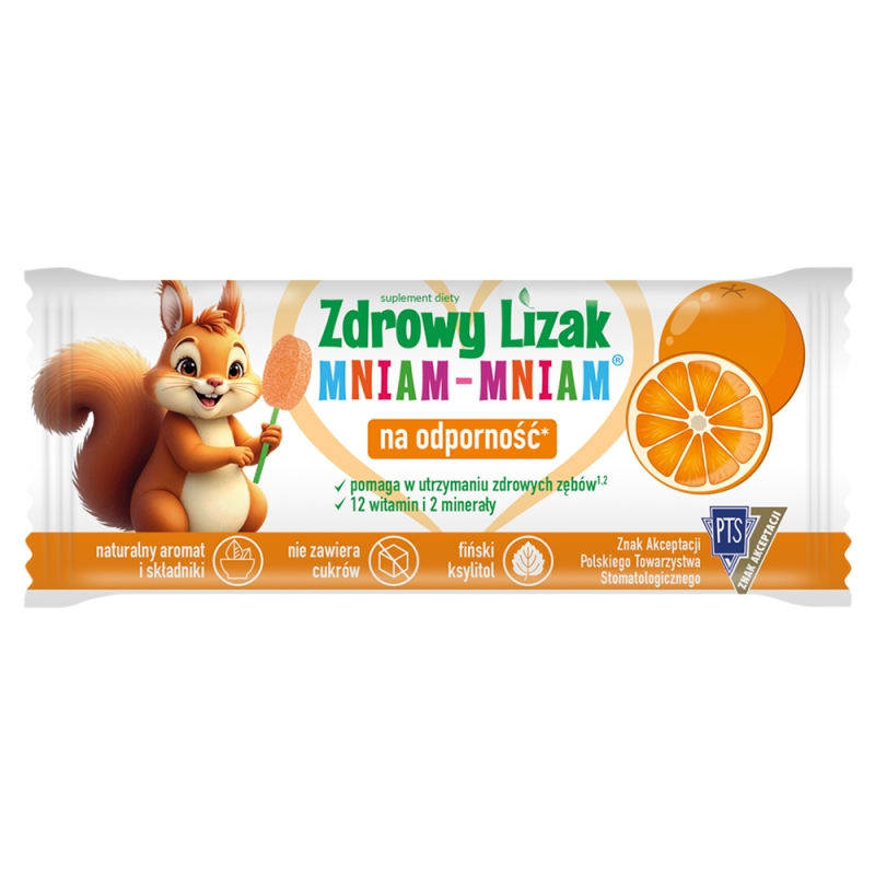 Zdrowy Lizak Mniam-Mniam, o smaku pomarańczowym, 1 szt.