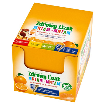 Zdrowy Lizak Mniam-Mniam, zawiera 12 witamin i 2 minerały o smaku pamarańczy, 40 szt.