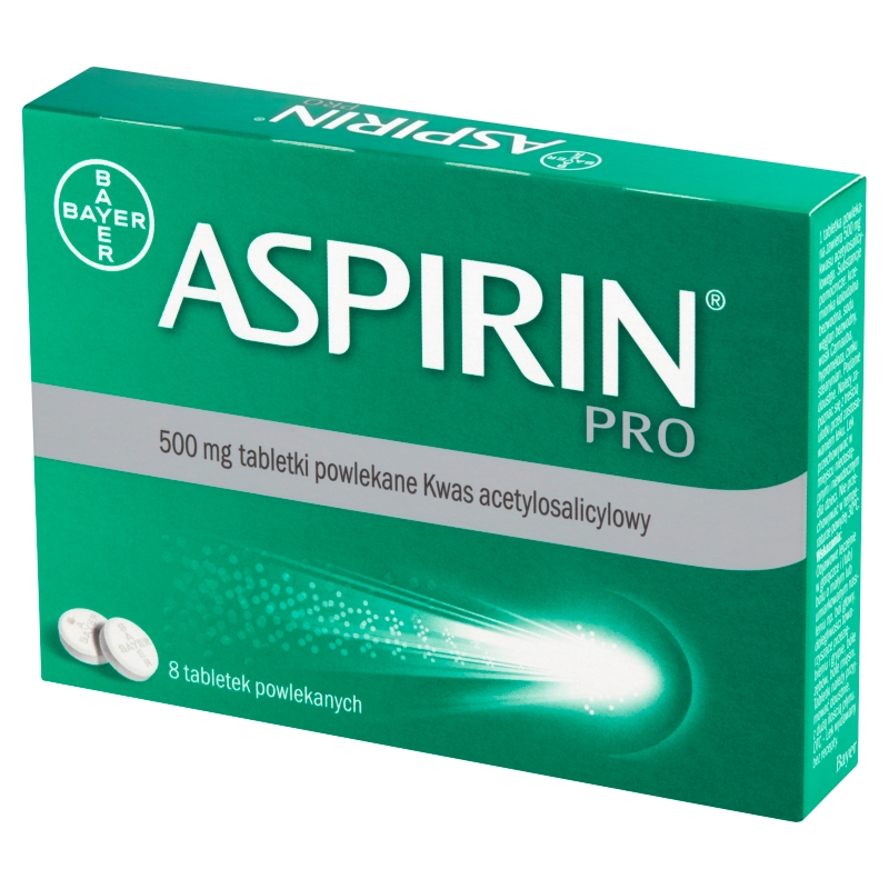 Aspirin Pro  , tabletki o działaniu przeciwgorączkowym i przeciwbólowym, 500 mg, 8 szt.