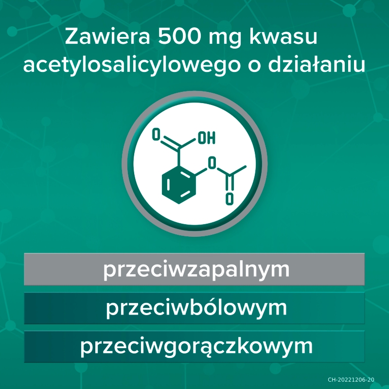 Aspirin pro, tabletki o działaniu przeciwgorączkowym i przeciwbólowym, 500 mg, 20 szt.