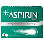 Aspirin pro, tabletki o działaniu przeciwgorączkowym i przeciwbólowym, 500 mg, 20 szt.