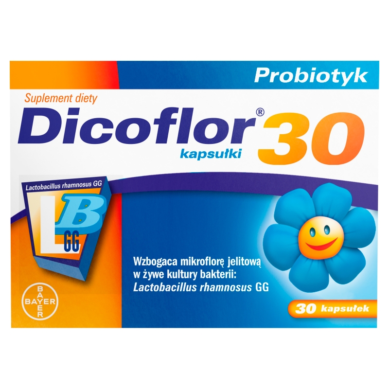 Dicoflor 30, kapsułki probiotyczne ze składnikami wzbogacającymi mikroflorę jelitową, 30 szt.