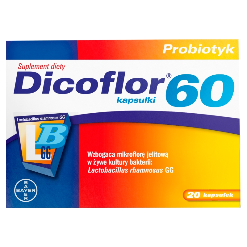 Dicoflor 60, kapsułki probiotyczne ze składnikami wzbogacającymi mikroflorę jelitową, 20 szt.