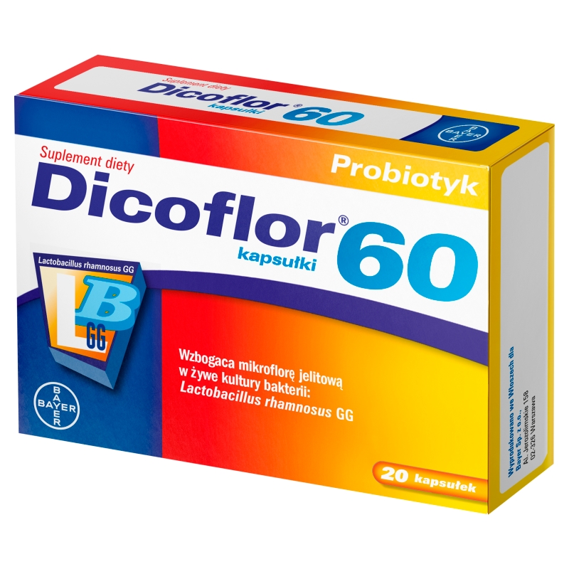 Dicoflor 60, kapsułki probiotyczne ze składnikami wzbogacającymi mikroflorę jelitową, 20 szt.