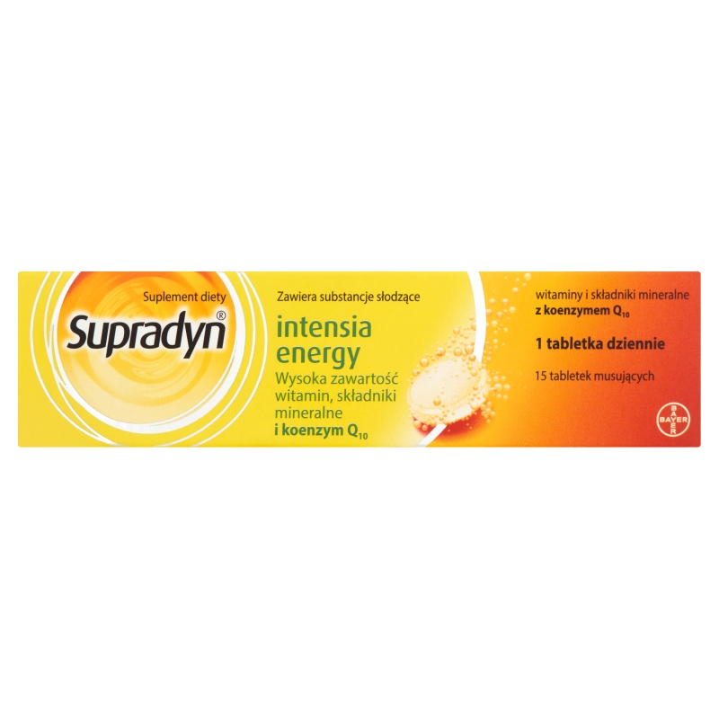 Supradyn Intensia Energy, tabletki musujące ze składnikami uzupełniającymi dietę w witaminy i minerały, 15 szt.