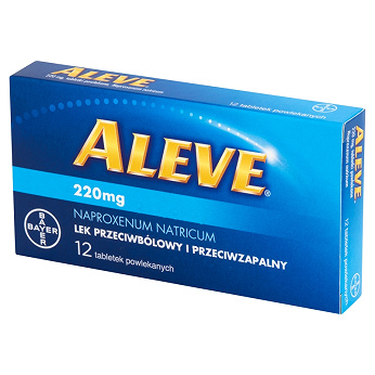Aleve, tabletki przeciwbólowe, przeciwgorączkowe, przeciwzapalne, 12 szt.