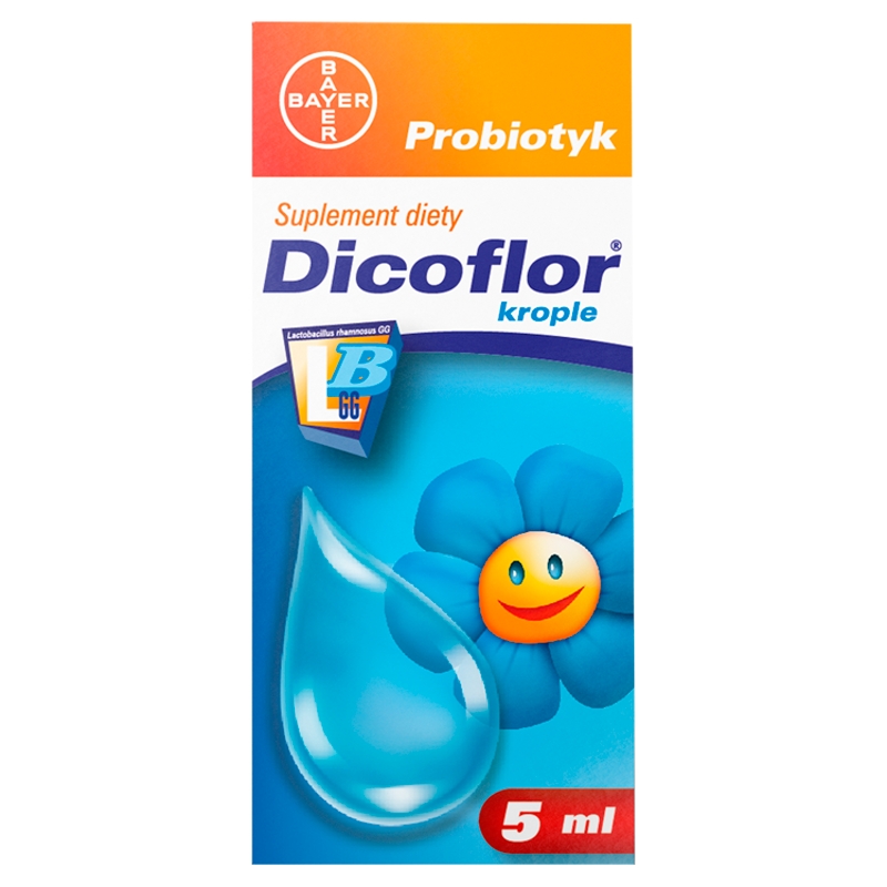 Dicoflor krople, ze składnikami uzupełniającymi mikroflorę jelitową u niemowląt i dzieci, butelka 5 ml