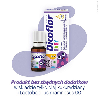 Dicoflor baby, krople probiotyczne ze składnikami wspierającymi mikroflorę jelitową, 5 ml